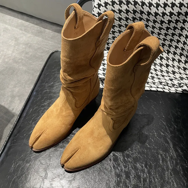 Women'S Fashion Korea - Botki w stylu vintage z dzielonym