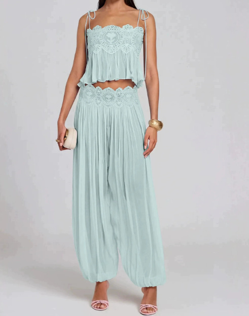 Damski zestaw: długie spodnie, – Lace Trim Cami recenzja i cena